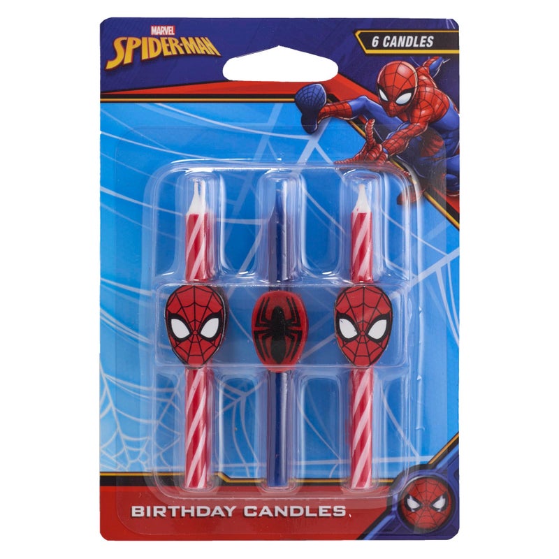 DecoPac Marvels Spider-Man Birthday Cake Candles | 6 Birthday Candles for Cake Decorations, Red & Blue Candles, Cake Toppers for Spiderman Party - Image 4